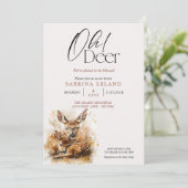 Oh Deer! 水彩の子鹿と母鹿のベビーシャワー 招待状 (スタンド正面)