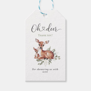 Oh deer 水彩フラワー ベビーシャワー サンクユー ギフトタグ