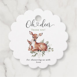 Oh deer 水彩フラワー ベビーシャワー フェイバータグ