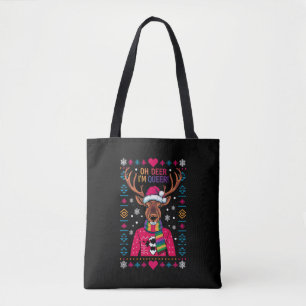 Oh Deer 私はクィア LGBT LGBTQ ゲイ プライド アグリークリスマス トートバッグ