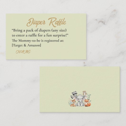 Oh Deer 素朴 Forest Animals赤ちゃんシャワーカード エンクロージャーカード (正面/裏面)