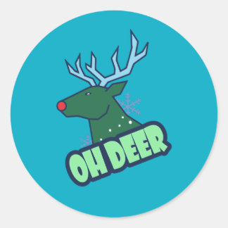OH DEER 面白いクリスマストナカイ ラウンドシール