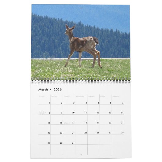 Oh, Deer! 12-month 2026 Calendar カレンダー (3月 2026)