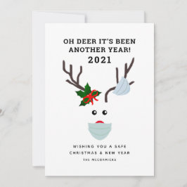 Oh Deer Another Year 2021顔マスクおもしろいトナカイ シーズンカード