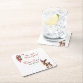 Oh, Deer! Baby’s Here! – Christmas Baby Shower スクエアペーパーコースター (インサイチュ)