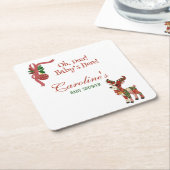 Oh, Deer! Baby’s Here! – Christmas Baby Shower スクエアペーパーコースター (アングル)