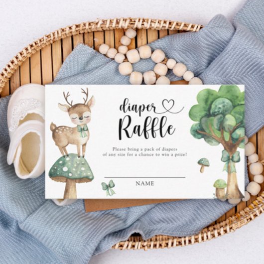 Oh Deer Baby shower - diaper raffle エンクロージャーカード
