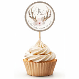 Oh Deer Baby Shower Favorステッカー – Woodland Water ラウンドシール