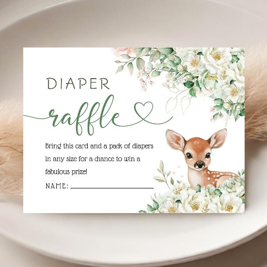 Oh Deer Baby Shower Gender Neutral Diaper Raffle  エンクロージャーカード