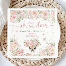 Oh Deer Baby Shower Girl Blush Pink Paper Napkin スタンダードカクテルナプキン
