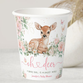 Oh Deer Baby Shower Girl Pink  紙コップ