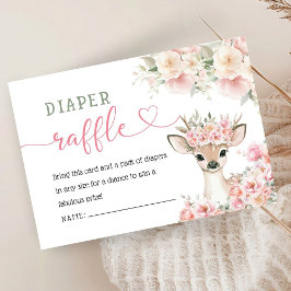 Oh Deer Baby Shower Pink Diaper Raffle  エンクロージャーカード