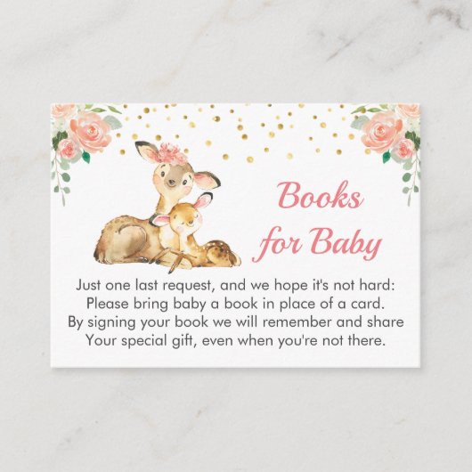 Oh Deer Baby Shower Sprinkle Girl Book Request エンクロージャーカード (正面)