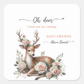  oh deer baby shower thank you スクエアシール (正面)