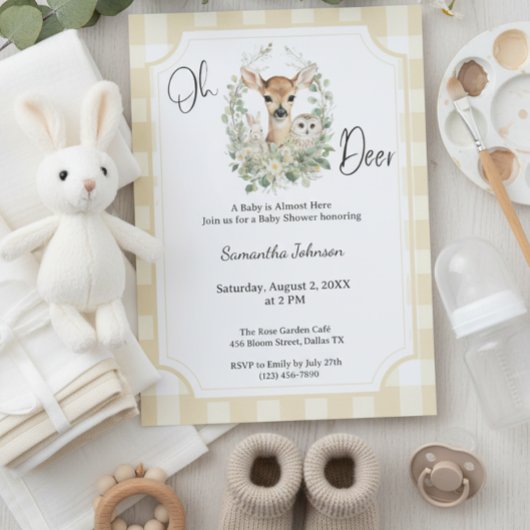 Oh Deer Baby Shower • Woodland Neutral Theme 招待状