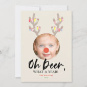 Oh Deer Beigeクリスマスおもしろいホリデーフォトカード 招待状 (正面)