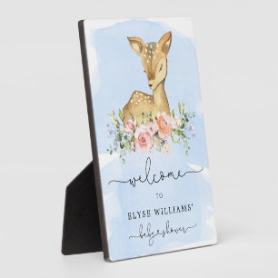 Oh Deer Blue Baby Showerウェルカムサイン フォトプラーク