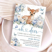 Oh Deer Boy Baby Shower Dusty Blue Invitation 招待状