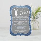 Oh Deer Buck Gray and Denim Boy Baby Shower 招待状 (スタンド正面)