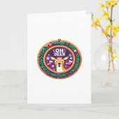 Oh Deer Christmas Festive Holiday Design カード (黄色い花)