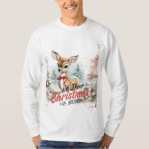 Oh Deer Christmas is here長袖Tシャツ