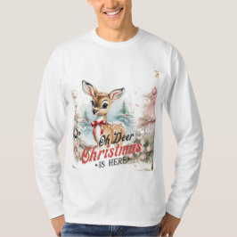 Oh Deer Christmas is here長袖Tシャツ Tシャツ
