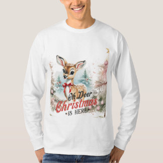 Oh Deer Christmas is here長袖Tシャツ Tシャツ