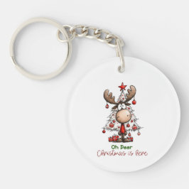 Oh Deer Christmas Is Here Cute Reindeer Christmas キーホルダー