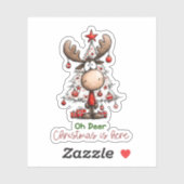 Oh Deer Christmas Is Here Cute Reindeer Christmas シール (シート)