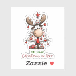 Oh Deer Christmas Is Here Cute Reindeer Christmas シール