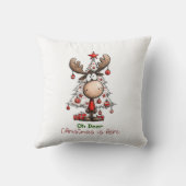 Oh Deer Christmas Is Here Funny Reindeer Christmas クッション (裏面)