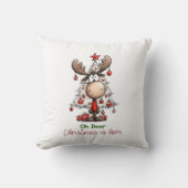 Oh Deer Christmas Is Here Funny Reindeer Christmas クッション (正面)