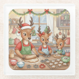 Oh Deer, Christmas Is Here! Glass Coaster ガラスコースター