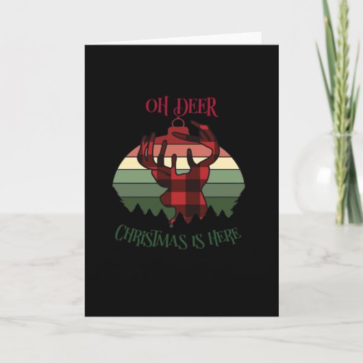 Oh Deer Christmas Is Here Joyful Aesthetic カード (正面)