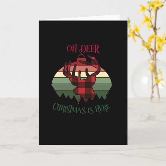 Oh Deer Christmas Is Here Joyful Aesthetic カード (黄色い花)