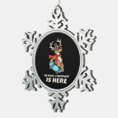 Oh Deer Christmas Is Here Skateboarding Deer Graph スノーフレークピューターオーナメント (右)