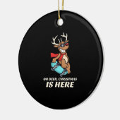 Oh Deer Christmas Is Here Skateboarding Deer Graph セラミックオーナメント (左)