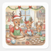 Oh Deer, Christmas Is Here! Stickers スクエアシール (正面)
