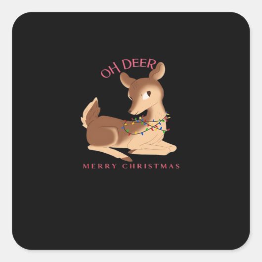 Oh Deer Christmas Modern Design スクエアシール (正面)