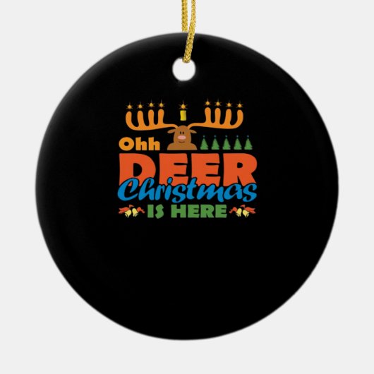 Oh Deer Christmas Too Classic Holiday StylOrnament セラミックオーナメント (正面)