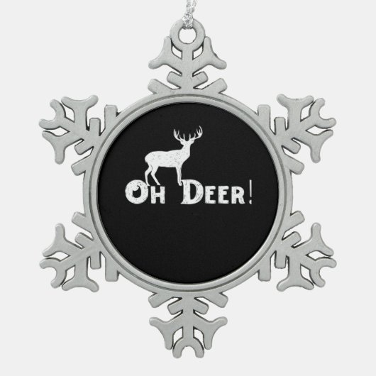 Oh Deer Clean Graphic Style スノーフレークピューターオーナメント (正面)