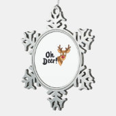 Oh Deer Clean Minimal Seeing スノーフレークピューターオーナメント (右)