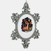 Oh Deer Contemporary Graphic Vibe スノーフレークピューターオーナメント (左)