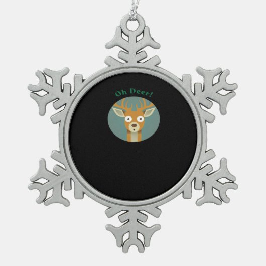 Oh Deer Creative Style スノーフレークピューターオーナメント (正面)