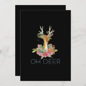 Oh Deer Cute Colorful Deer MinimaFlat Holiday Card シーズンカード (正面/裏面)