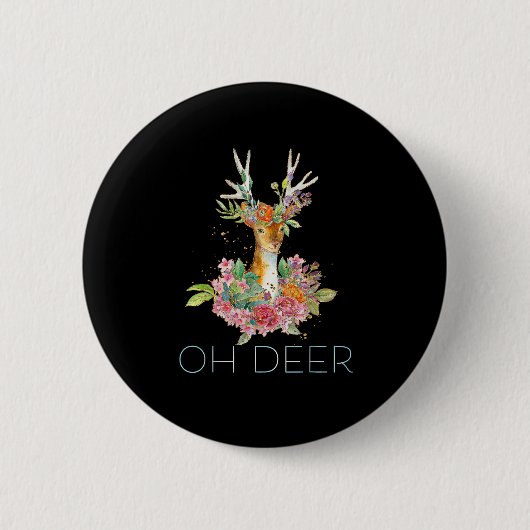 Oh Deer Cute Colorful Deer Minimal Design  缶バッジ (正面)
