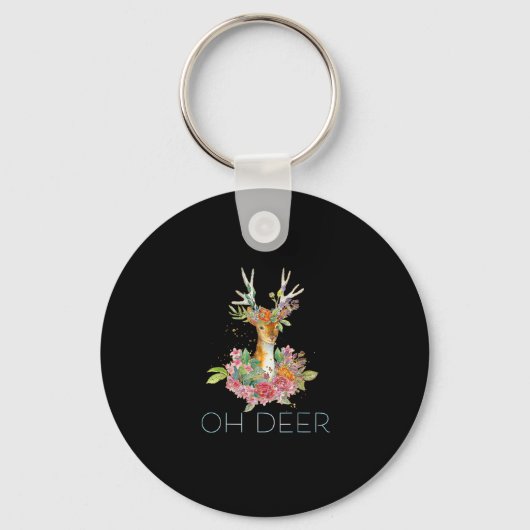 Oh Deer Cute Colorful Deer Minimal Design Keychain キーホルダー (正面)