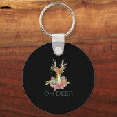 Oh Deer Cute Colorful Deer Minimal Design Keychain キーホルダー (正面)