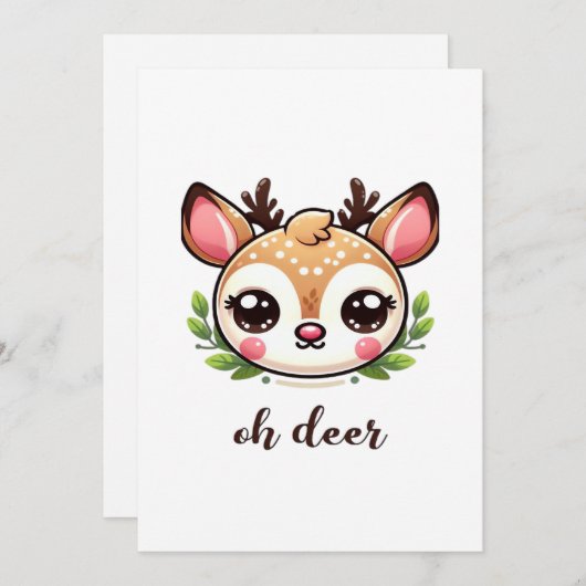 Oh Deer Cute Deer Minimal Design シーズンカード (正面/裏面)