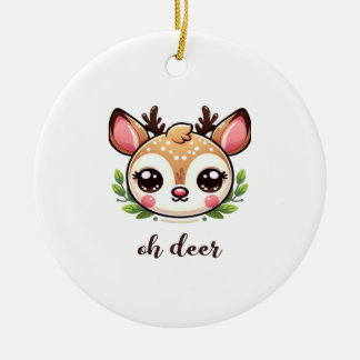 Oh Deer Cute Deer Minimal Design セラミックオーナメント